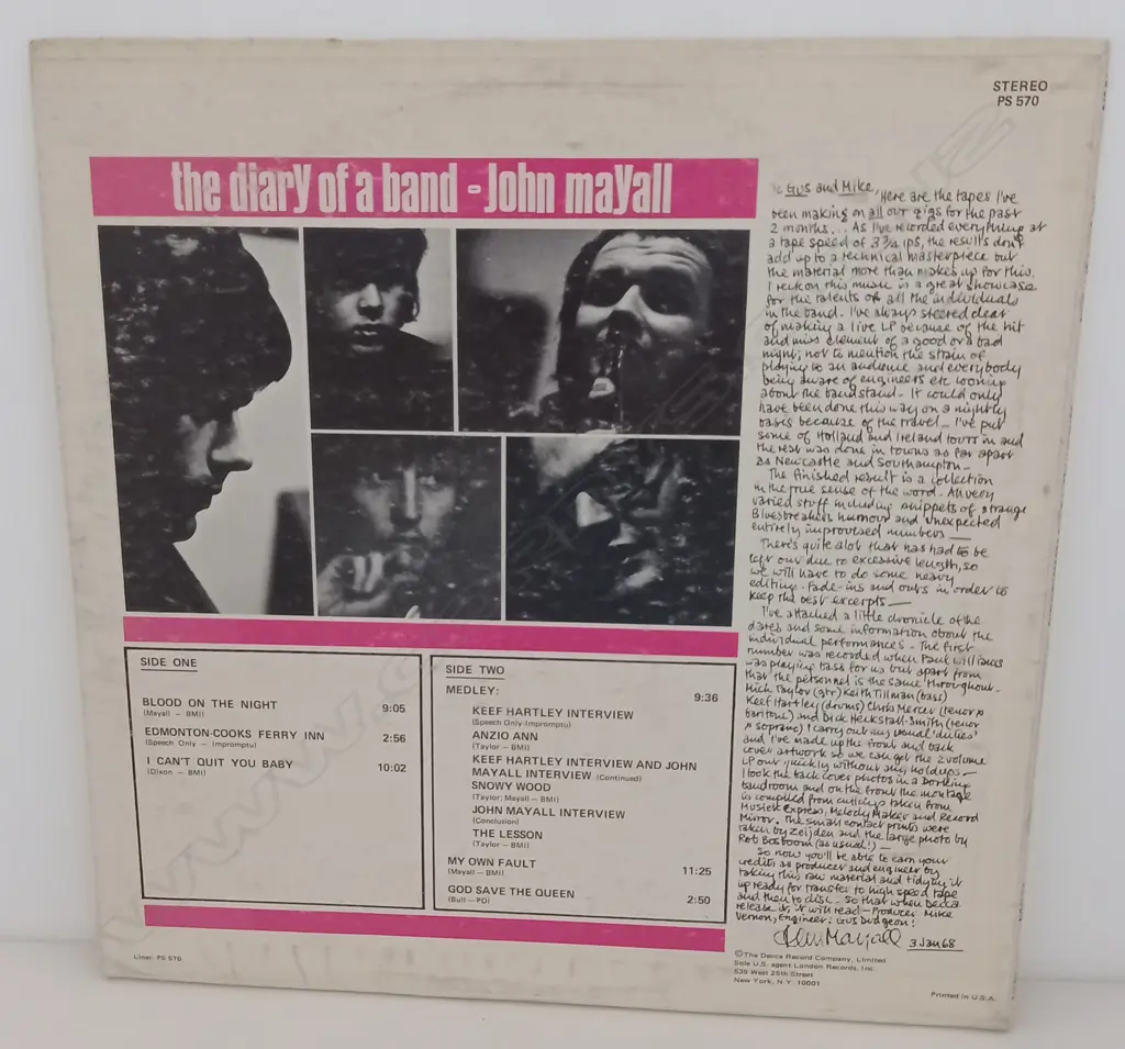 John Mayall, The Diary Of A Band - Selected Highspots From Sixty Hours Of Bluesbreakers Club Recordings Image 1++